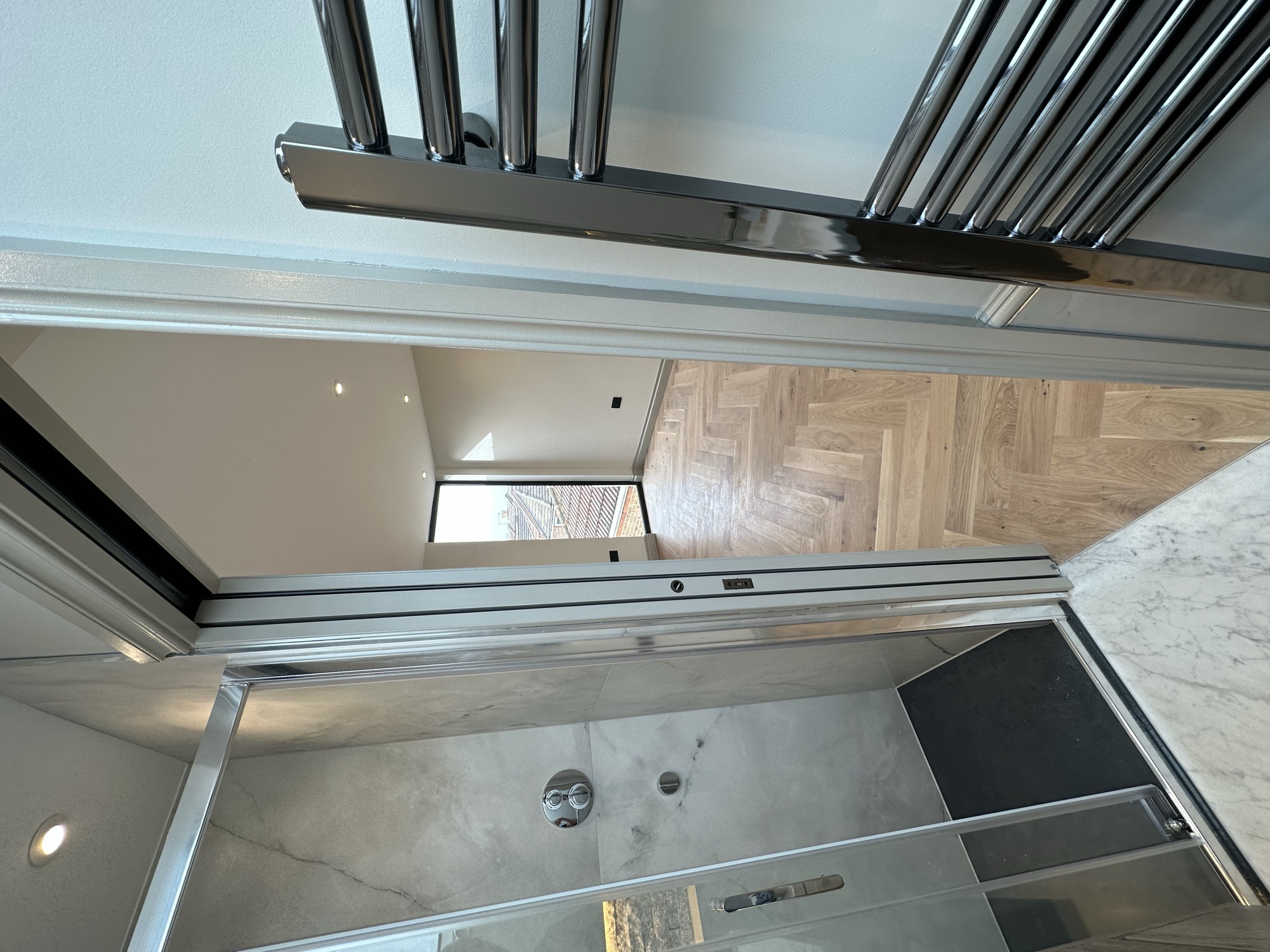 Portsmouth terrace house — loft en-suite looking through to the bedroom