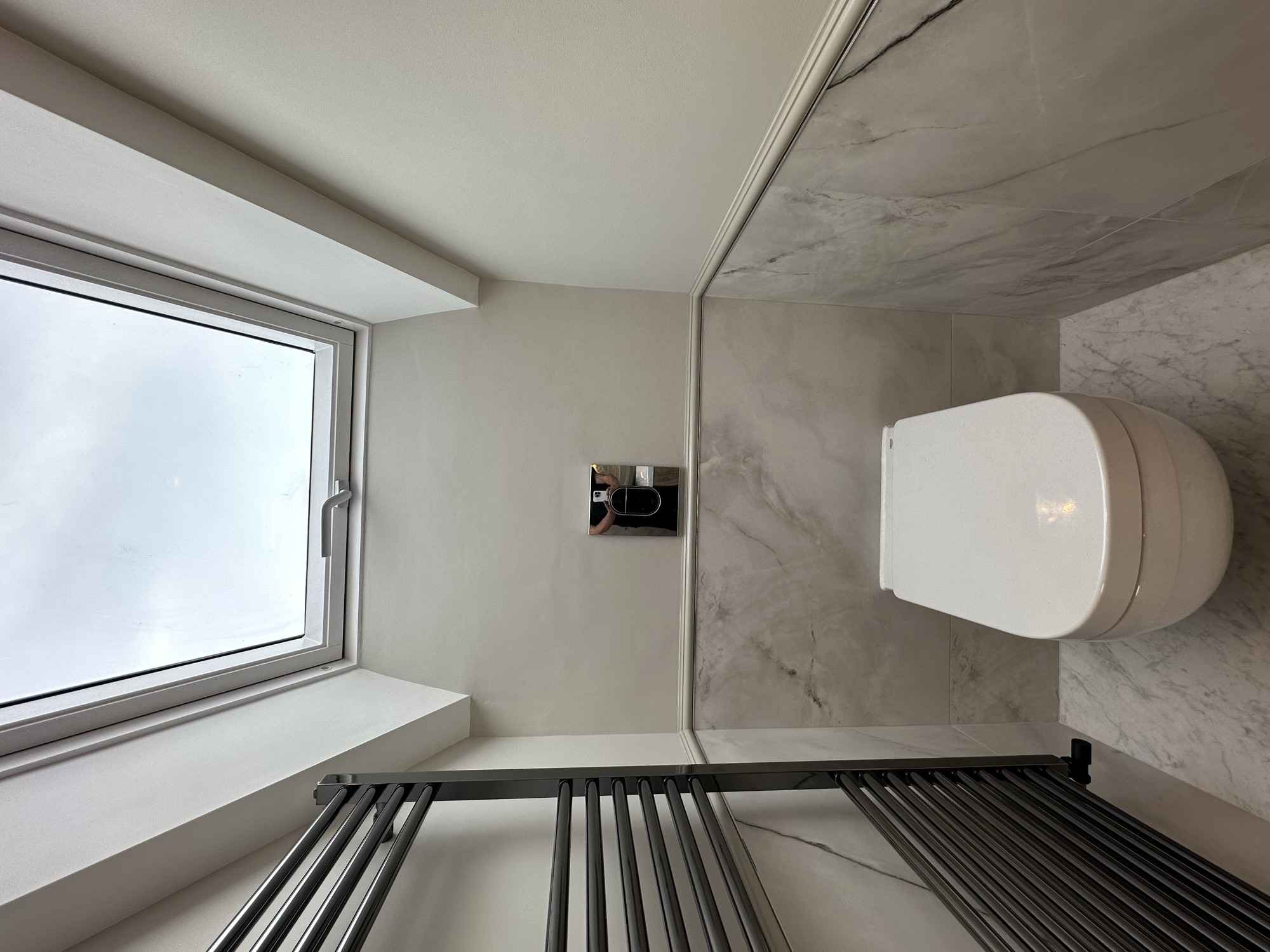 Portsmouth terrace house — WC with skylight and marble tiling